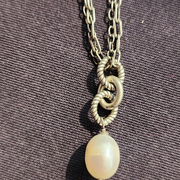 Silpada Pearl Drop double chain necklace - Picture 2 of 2